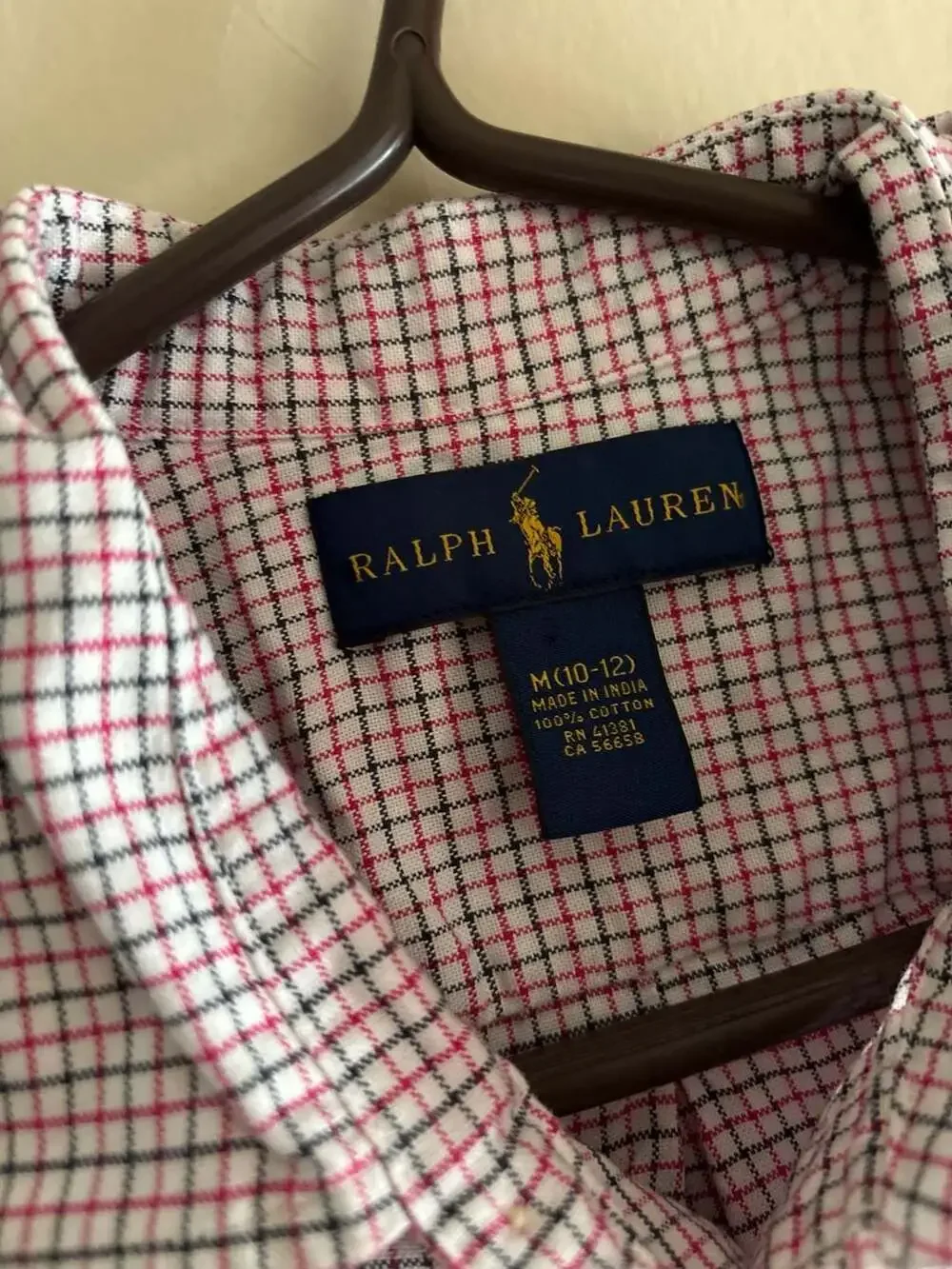 Ralph Lauren Boys Plaid Button Down Long Sleeve Shirt Size M 10-12